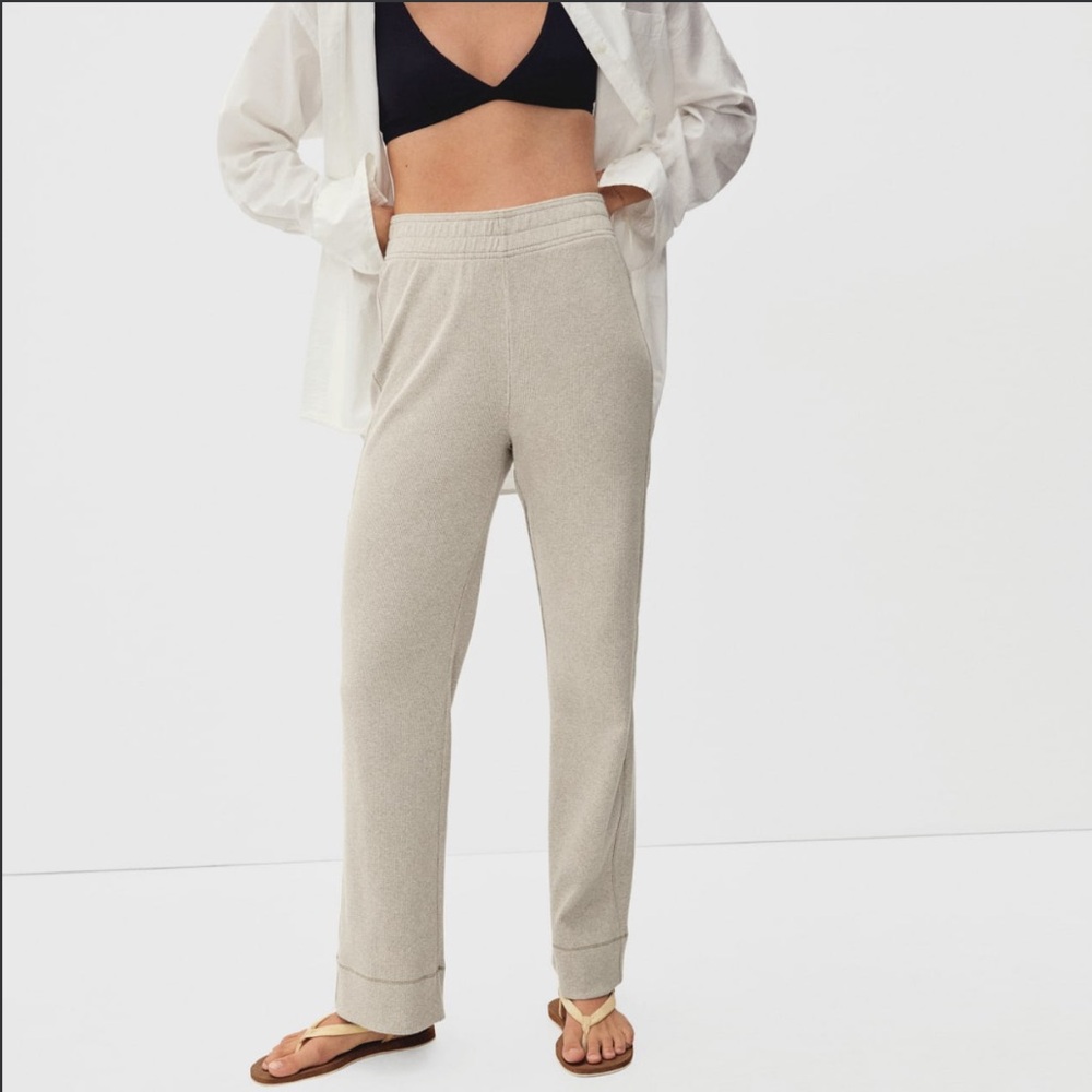 Everlane Ribbed Flare Pant - Small, Heathered Oat
